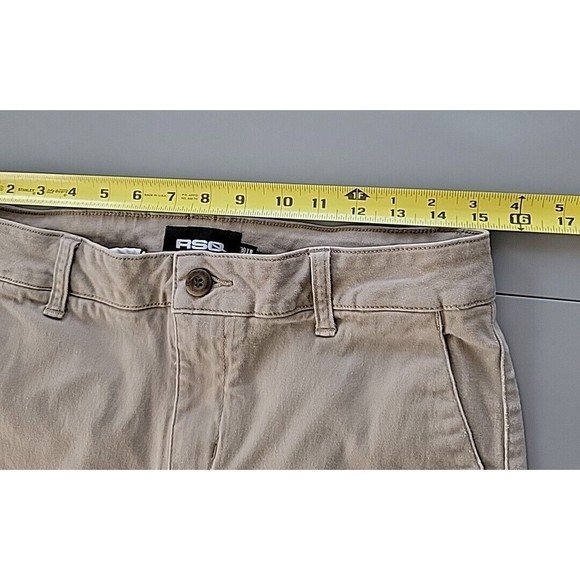 RSQ Slim Straight Fit Mens 30x30 Chino Pants Tan Stretch Back Welt Pockets Logo - Picture 11 of 15